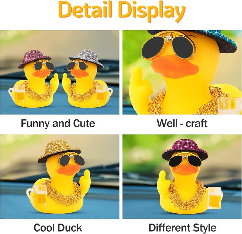 wonuu Rubber Duck Car Ornament Funny Dashboard Decorations Quirky Decor Car Accessories, Wathet - Image 3